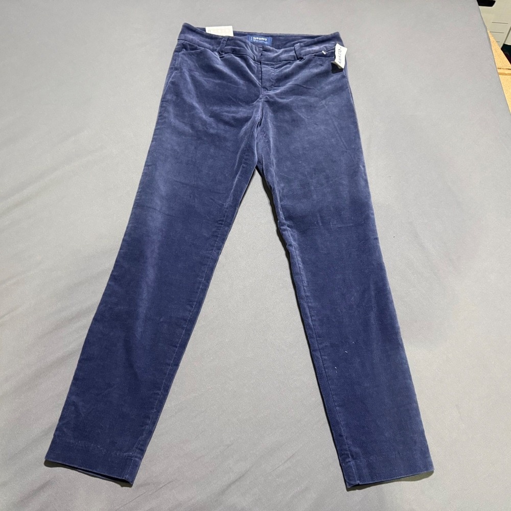 Old Navy Pixie Pants Womens 0 Blue Velvet Corduroy Mid Rise Ankle Stretch